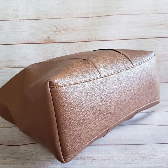 Calvin Klein Pebbled Faux Vegan Leather Ivy Novelty Hobo Satchel Caramel - Picture 12 of 14